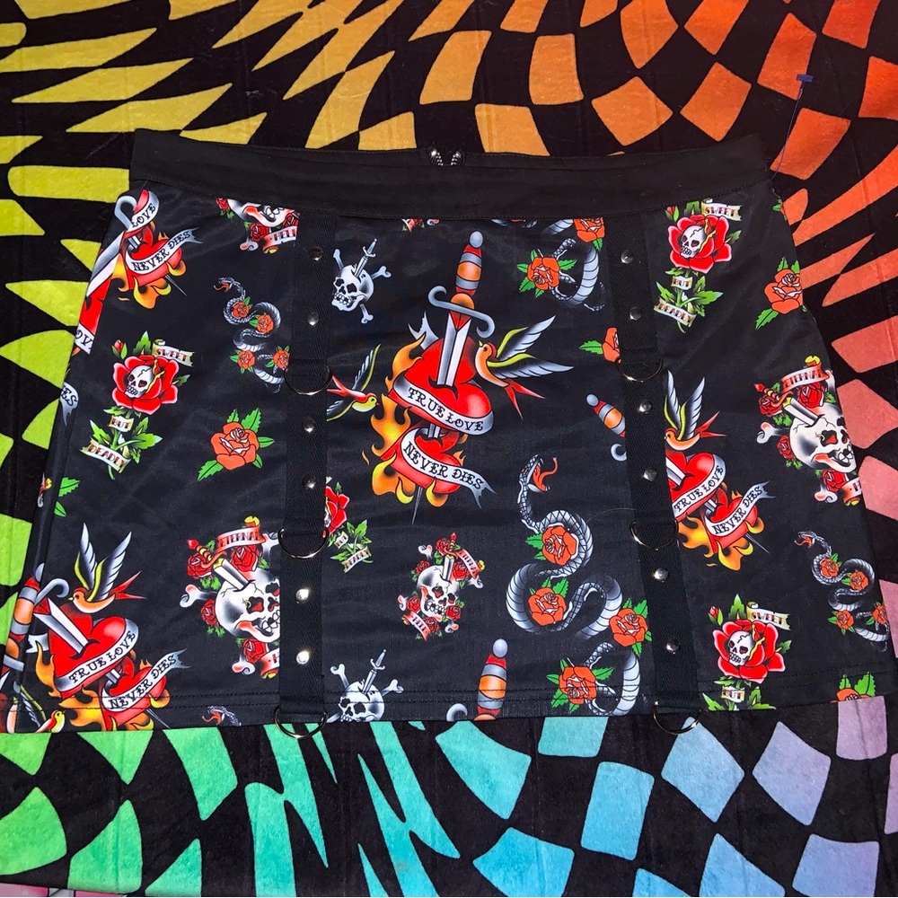Tattoo Print Mini Skirt